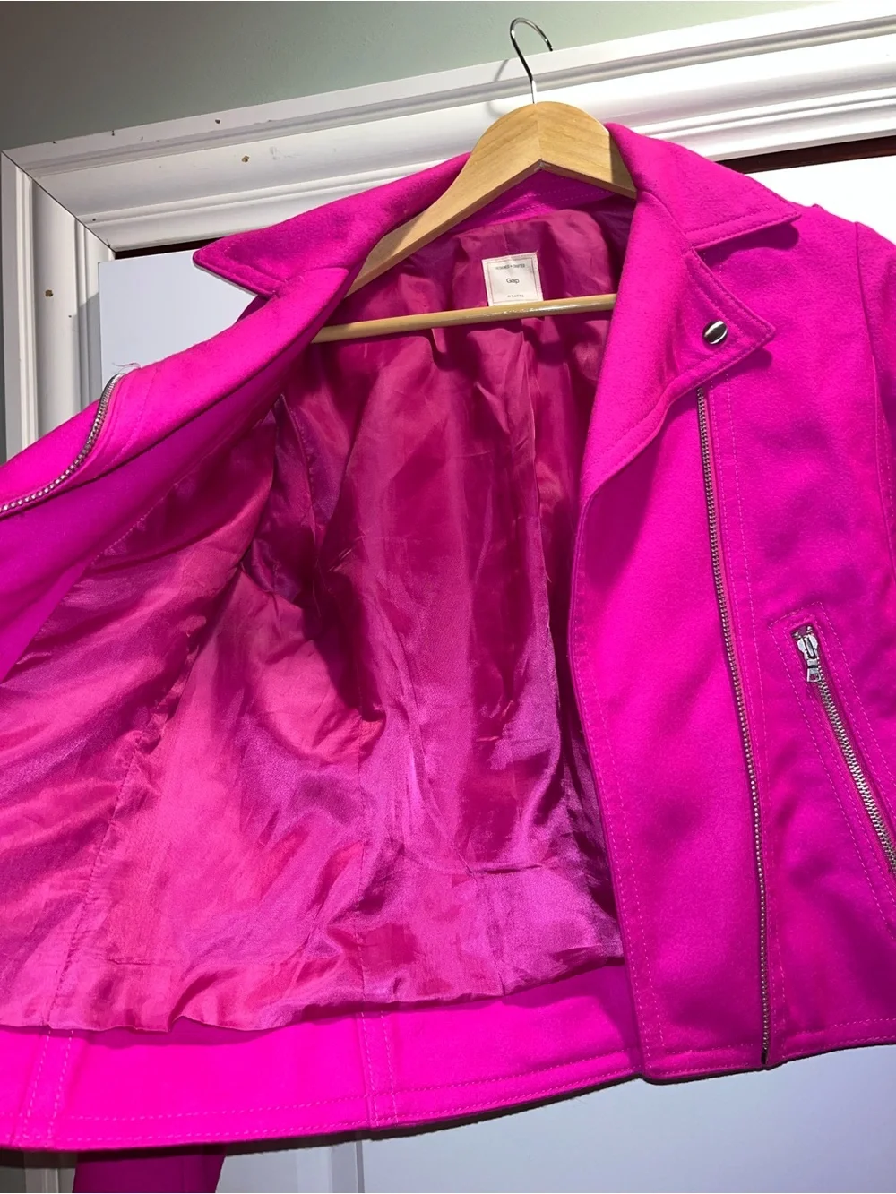 Women’s Gap Hot Pink Wool Moto Jacket Small-tall